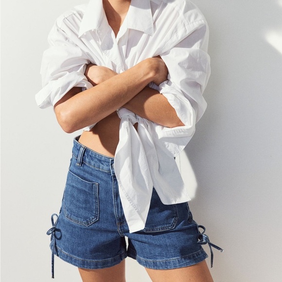 H&M Denim Shorts With Lacing Size 4 - Picture 6 of 10